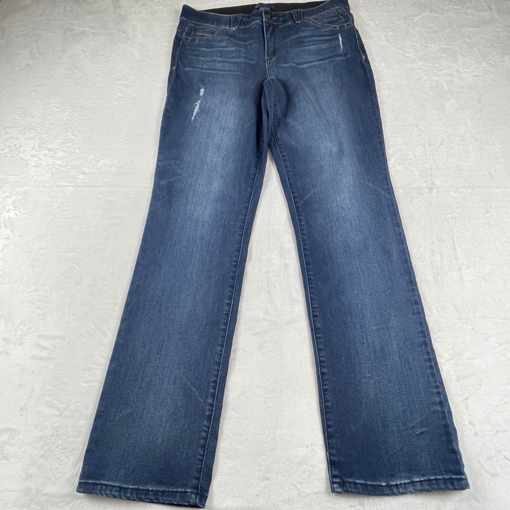 Democracy Absolution Straight Leg Jeans Dark Wash Distressed Size 14 B1560F90033